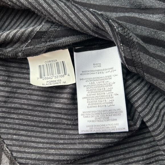 BCBGMAXAZRIA Corissa Black Grey Striped-Panel Dress - Picture 10 of 14